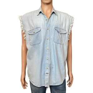Coliseum Jeans Shirt Sleeveless Man’s Size L Blue Light